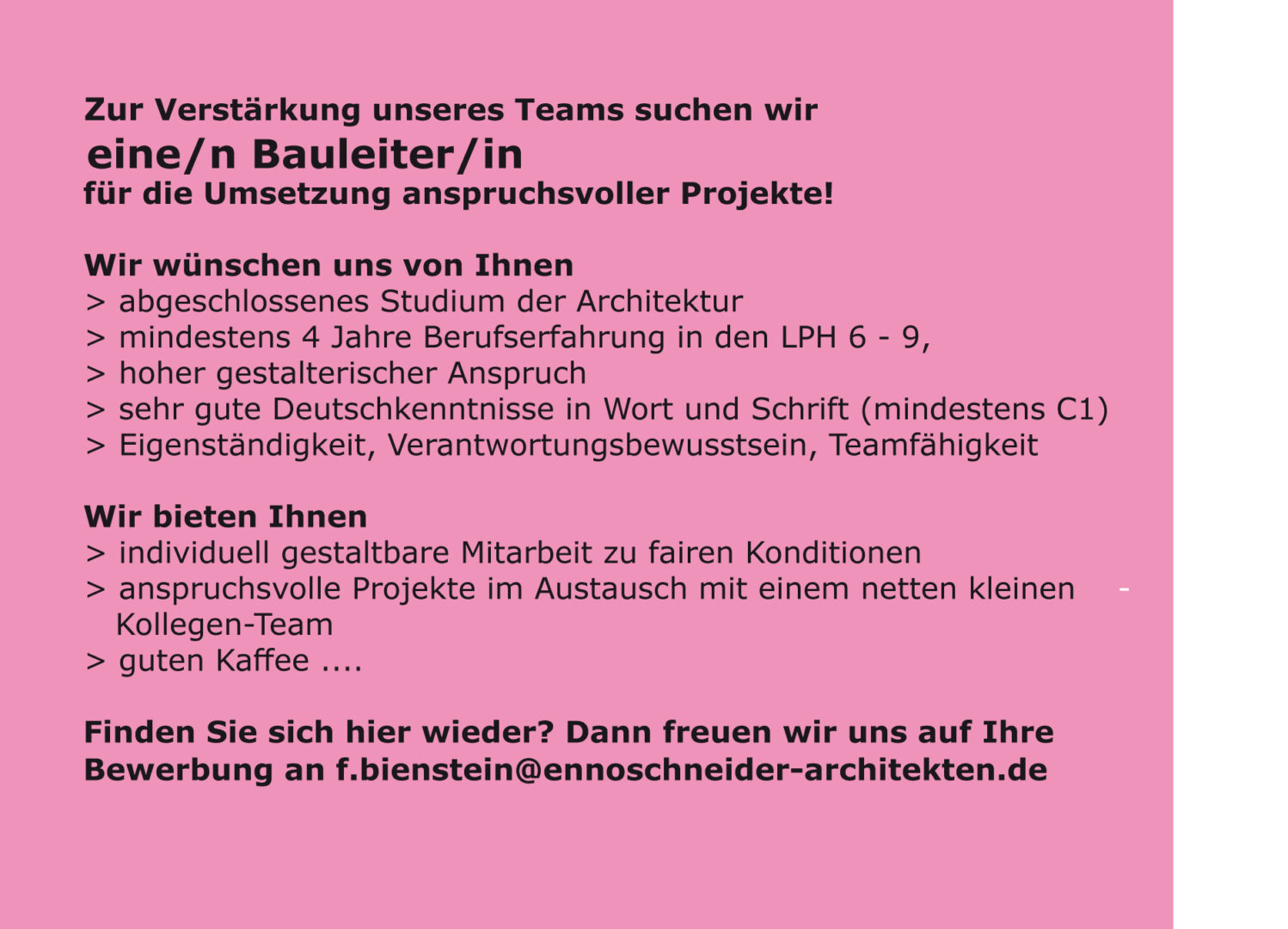 Jobangebot Bauleitung